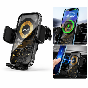 Okop KP-921 autós telefontartó – 15W vezeték nélküli gyorstöltő, Qi kompatibilis mobil tartó autóba (BBD) - Image 4