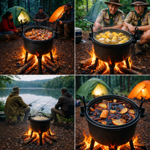 Öntöttvas vadászfazék 7L fedővel – bogrács tábortűzhöz, kültéri főzéshez (BBRLB2210) - Image 4