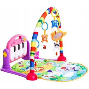 Piano Fitness baba játszószőnyeg - állatos csörgőkkel, hang-, és fényhatásokkal, altatózenével - rózsaszín/lila (BBJ) - Image 8