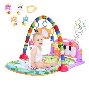 Piano Fitness baba játszószőnyeg - állatos csörgőkkel, hang-, és fényhatásokkal, altatózenével - rózsaszín/lila (BBJ) - Image 3