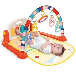 Piano Fitness baba játszószőnyeg - állatos csörgőkkel, hang-, és fényhatásokkal, altatózenével - piros (BBJ) - Image 1
