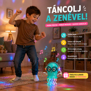 PoliPanna táncoló játék polip – szemüveges zenélő party medúza fényekkel gyerekeknek (BBMJ) - Image 2
