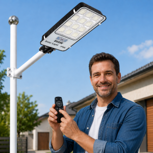 SL-88895 napelemes LED utcai lámpa 800W – IP66 kültéri mozgásérzékelős udvari világítás távirányítóval (BBD) - Image 3