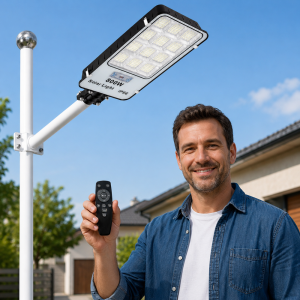 SL-88895 napelemes LED utcai lámpa 800W – IP66 kültéri mozgásérzékelős udvari világítás távirányítóval (BBD) - Image 6