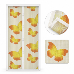 Sárga pillangós mágneses szúnyogháló ajtóra 100×210 cm – automata záródású rovarháló függöny (GL-11398L) - Image 1