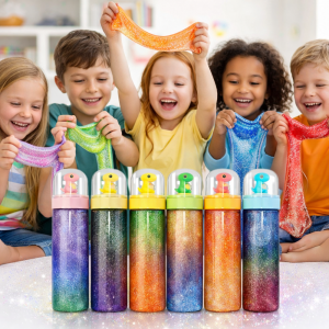 Dinoszauruszos glitter slime játék – színes slime dínó figurával, kreatív slime gyerekeknek- 1 db (BBMJ) - Image 2