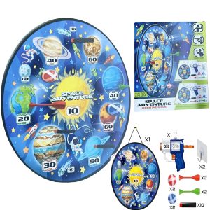 Space adventure darts és céllövő játék szett – 22 darabos készlet habgolyókkal, műanyag nyilakkal, labdákkal és kilövő fegyverrel (BBJH) (FX) - Image 9