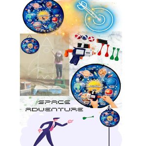 Space adventure darts és céllövő játék szett – 22 darabos készlet habgolyókkal, műanyag nyilakkal, labdákkal és kilövő fegyverrel (BBJH) (FX) - Image 2