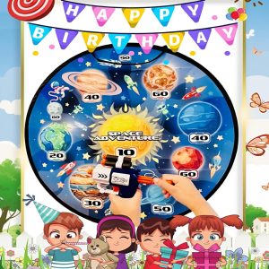 Space adventure darts és céllövő játék szett – 22 darabos készlet habgolyókkal, műanyag nyilakkal, labdákkal és kilövő fegyverrel (BBJH) (FX) - Image 10