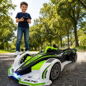 SpeedRacer RC versenyautó zöld-fekete-fehér kivitelben – távirányítós sportautó gyerekeknek, nagy sebességű játék autó (BBJ) - Image 2