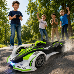 SpeedRacer RC versenyautó zöld-fekete-fehér kivitelben – távirányítós sportautó gyerekeknek, nagy sebességű játék autó (BBJ) - Image 4
