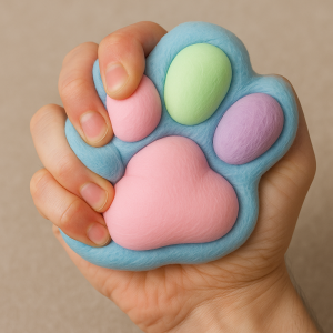 Squishy stresszoldó játék – színes macskamancs alakú puha nyomkodós játék gyerekeknek (BBJ) - Image 2