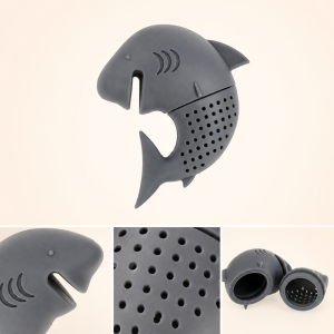 Szilikon cápa tea forrázó – aranyos teaszűrő 7 cm - szürke (BLLV) (FX) - Image 6