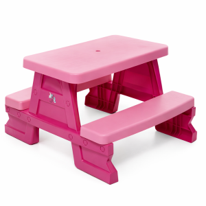 Színes gyermek kerti pad és asztal szett – tartós műanyag 70 x 79 x 47 cm, pink (BBJ) - Image 5