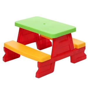 Színes gyermek kerti pad és asztal szett – tartós műanyag 70 x 79 x 47 cm- piros(BBJ) - Image 1