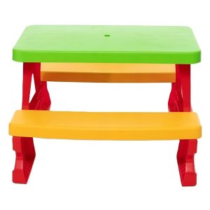 Színes gyermek kerti pad és asztal szett – tartós műanyag 70 x 79 x 47 cm- piros(BBJ) - Image 3
