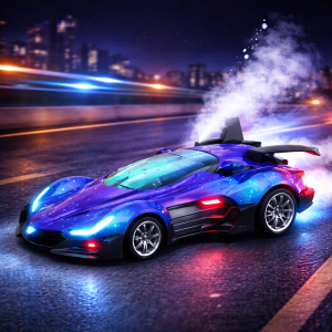 TurboFury RC távirányítós versenyautó gyerekeknek – futurisztikus játékautó LED világítással és vízpermet effektussal (BBJ) - Image 5