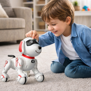 TurboTappancs – távirányítós interaktív robot kutya, hangokkal, angol szavak tanításával, tánc funkcióval – USB újratölthető, piros (BBJ) - Image 5