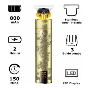 VGR-V076 LED kijelzős gravírozott hajnyíró titánium pengével és cserélhető fejekkel (BBV) - Image 3