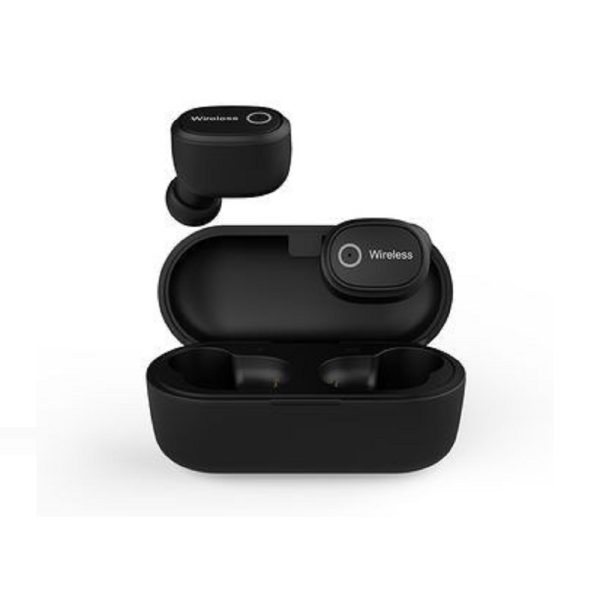 Vezeték nélküli 5.0 Bluetooth-os mini fülhallgató, praktikus tokkal - telefonáláshoz, zenehallgatáshoz - fekete (BBV) (1)