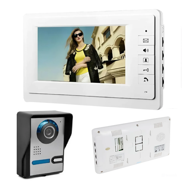 Vezetékes 7″színes kijelzős otthoni kaputelefon rendszer HD kamera, LCD képernyő, videó és hang (BBV)