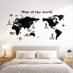 Világtérkép falmatrica – 160×120 cm-es területű dekorációs fali matrica modern otthonokba és irodákba (BLLV) (FX) - Image 2