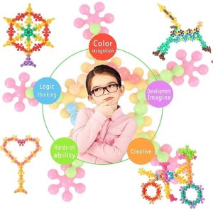 Virág alakú minden irányból könnyen összekapcsolható műanyag kirakókockák gyerekeknek - oktató és tanuló puzzle játék (BBLPJ) (BBMJ) - Image 2