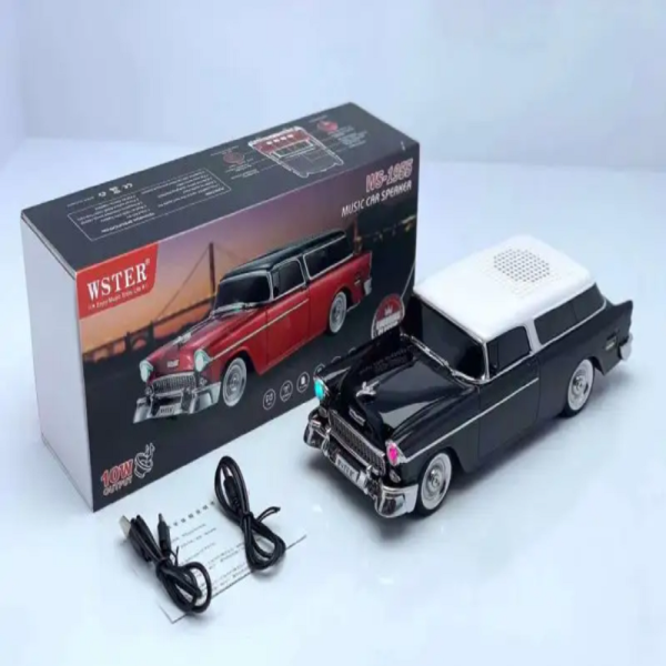 WSTER WS-1955 vezeték nélküli autós hangszóró FM rádióval, USB bemenettel, villogó fényhatásokkal (BBD) (1)