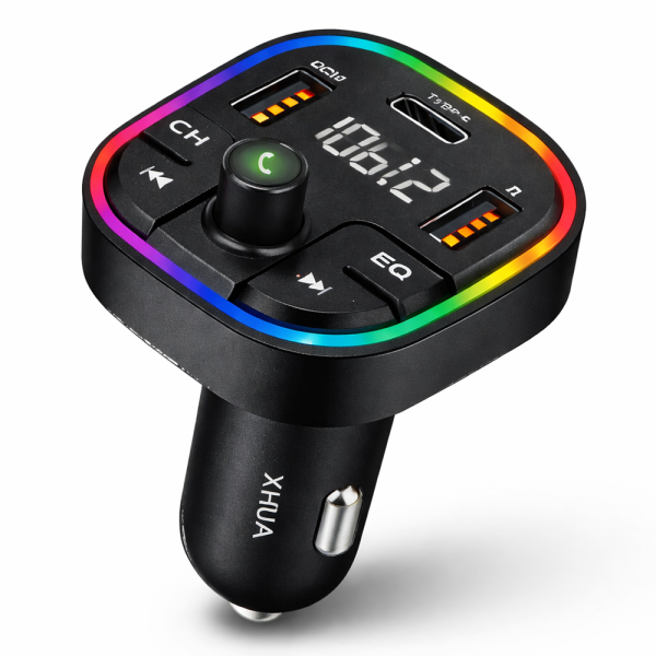 XHUA C6A Autós Bluetooth FM Transzmitter és MP3 Lejátszó – USB Gyorstöltő, Kihangosító, LED Kijelző (BBV) 1
