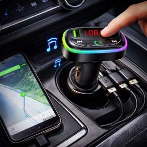 Xhua KOS-15 Bluetooth FM transzmitter autós töltő és kihangosító – MP3 lejátszó, USB, vezeték nélküli autós adapter (BBV) - Image 3