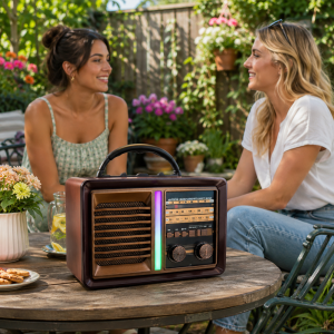 YUEGAN YG-7050BTS retro Bluetooth rádió – hordozható AM/FM/SW multimédiás hangszóró USB/TF lejátszóval (BBD) - Image 2
