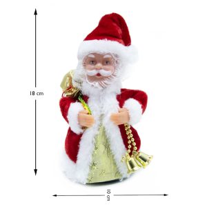 Zenélő, forgó Mikulás csengettyűvel, puttonnyal - karácsonyi dekoráció, 23 cm (BBJ) - Image 5