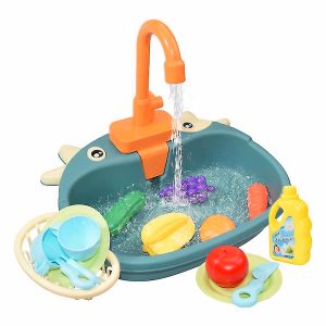 Bocis mosogató készlet gyerekeknek – elemes játék konyhai mosogató szett tányérokkal, evőeszközökkel – 33 x 26 x 7 cm (BBJ) - Image 1