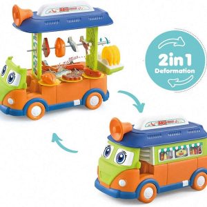 2in1 kinyitható játék minibusz és büfékocsi gyerekenek élethű fény- és hanghatásokkal és rengeteg kiegészítővel - 23 részes (FX) (BBJ) - Image 6