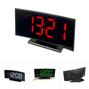 DS-3621L ívelt LED kijelzős digitális ébresztőóra, hőmérő funkcióval (BBV) - Image 1