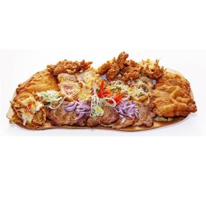 7 részes fatányér készlet - fából készült kínáló szett - 1 db 60 x 20 cm-es tál és 6 kisebb tányér (BBE) (BBA) - Image 5