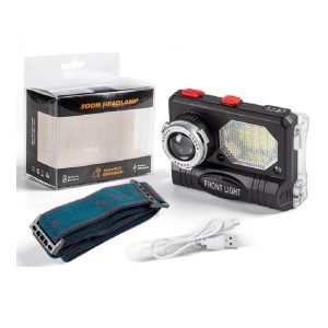 W659 akkumulátoros fejlámpa 2 LED reflektorral és 4 féle színes fénnyel és állítható fejpánttal (BBD) - Image 5