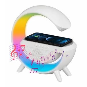 G2388A multifunkciós szórakoztató állomás - Bluetooth hangszóró, vezeték nélküli töltő, RGB LED party fény és éjszakai lámpa (BBV)