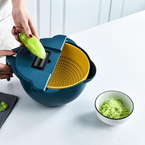 2in1 konyhai szeletelőkészlet és giroszkópos szűrőtál - multifunkciós előkészítő szett gyümölcsökhoz és zöldségekhez (FX) (BBV) - Image 5