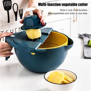 2in1 konyhai szeletelőkészlet és giroszkópos szűrőtál - multifunkciós előkészítő szett gyümölcsökhoz és zöldségekhez (FX) (BBV) - Image 14