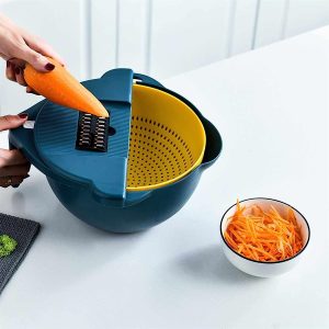2in1 konyhai szeletelőkészlet és giroszkópos szűrőtál - multifunkciós előkészítő szett gyümölcsökhoz és zöldségekhez (FX) (BBV) - Image 6