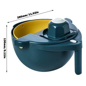 2in1 konyhai szeletelőkészlet és giroszkópos szűrőtál - multifunkciós előkészítő szett gyümölcsökhoz és zöldségekhez (FX) (BBV) - Image 11