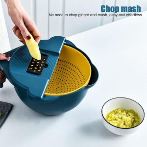2in1 konyhai szeletelőkészlet és giroszkópos szűrőtál - multifunkciós előkészítő szett gyümölcsökhoz és zöldségekhez (FX) (BBV) - Image 13