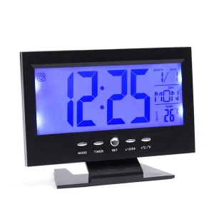 Hangra/tapsra működő LCD kijelzős asztali óra (BBL) - Image 3