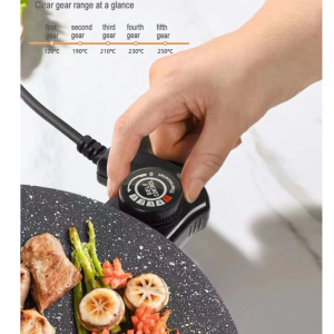 Elektromos asztali grill 800W – tapadásmentes hordozható grill állítható hőfokszabályzóval, 28 cm grillfelület sütéshez (BBM) - Image 2