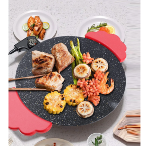 Elektromos asztali grill 800W – tapadásmentes hordozható grill állítható hőfokszabályzóval, 28 cm grillfelület sütéshez (BBM) - Image 3