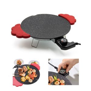 Elektromos asztali grill 800W – tapadásmentes hordozható grill állítható hőfokszabályzóval, 28 cm grillfelület sütéshez (BBM) - Image 1