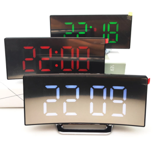 Tükör ívelt kijelzős design LED digitális ébresztő óra - DT-6507 (BBV) - Image 1