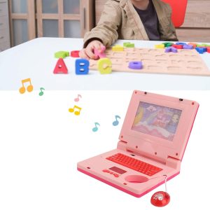 Készségfejlesztő játék laptop kislányoknak - mozgó képernyővel, zenével és fényhatásokkal - rózsaszín (BBJ) - Image 4