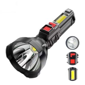 L-830 USB-ről tölthető LED zseblámpa 4 világítási móddal és kiegészítő fényforrással az oldalán (BBV) - Image 12